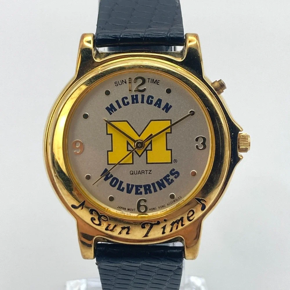 University of Michigan Wolverines Men's Watch 34mm Sun Time NO MUSIC New Battery